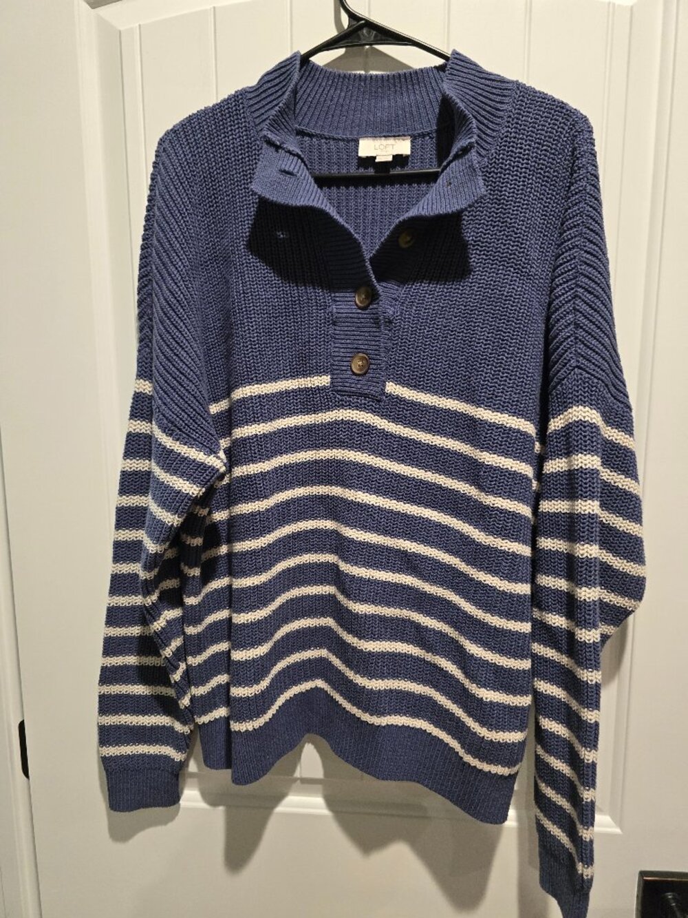 NWOT Loft Sweater Blue/Cream XXL